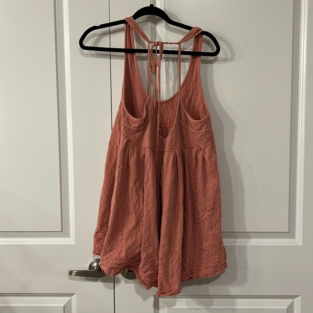 Worn Free People peach tie spaghetti strap top/tunic dress size XS - Picture 7 of 11